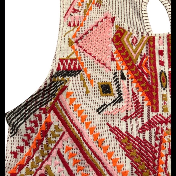 Anthropologie Dolan Left Coast Colorful Embroidered Babydoll Top. Size M - Picture 9 of 12